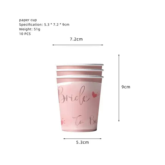 10Guests Pink Bride To Be Party Disposable Tableware Rose