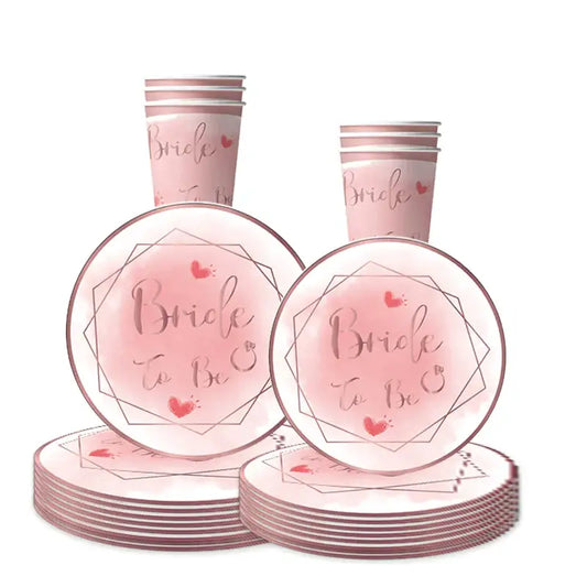 10Guests Pink Bride To Be Party Disposable Tableware Rose