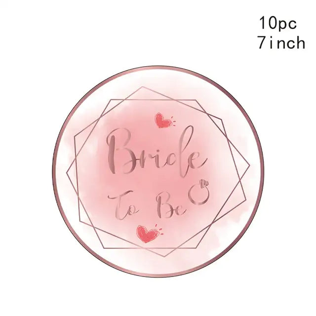 10Guests Pink Bride To Be Party Disposable Tableware Rose