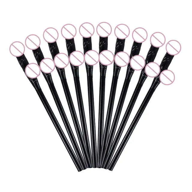 10pcs Bachelorette Party Penis Straws Plastic Novelty Nude