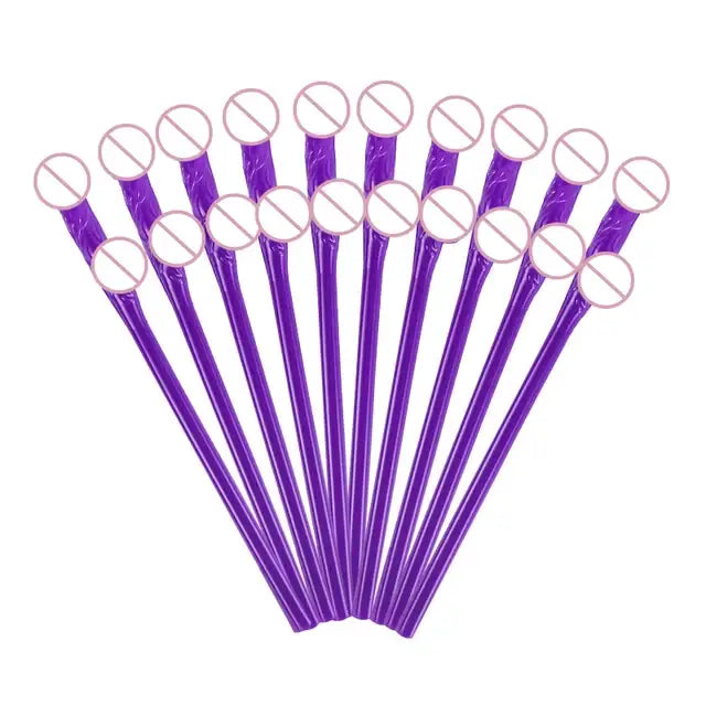10pcs Bachelorette Party Penis Straws Plastic Novelty Nude