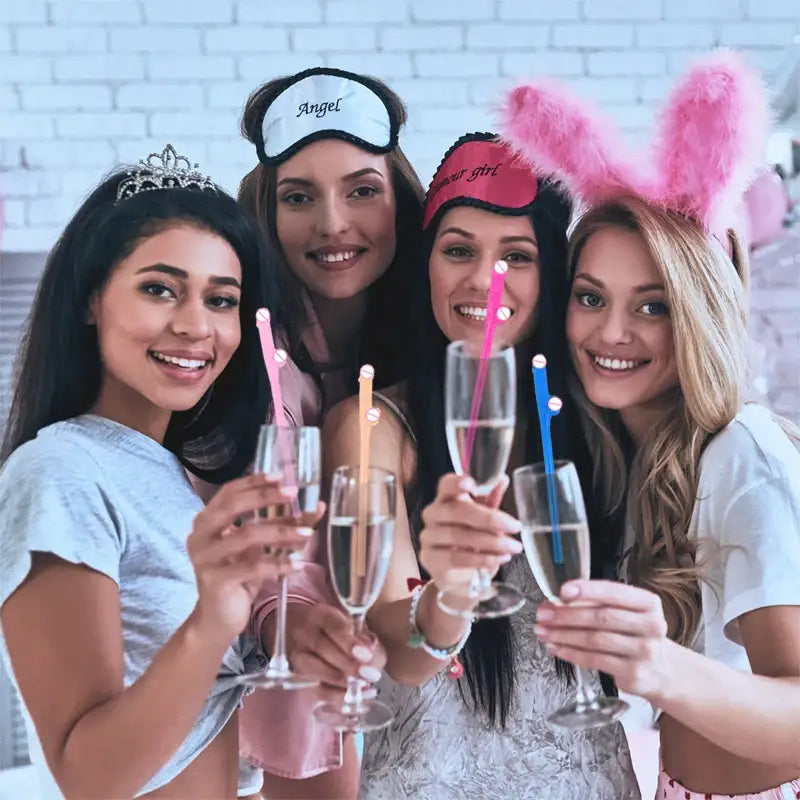 10pcs Bachelorette Party Penis Straws Plastic Novelty Nude