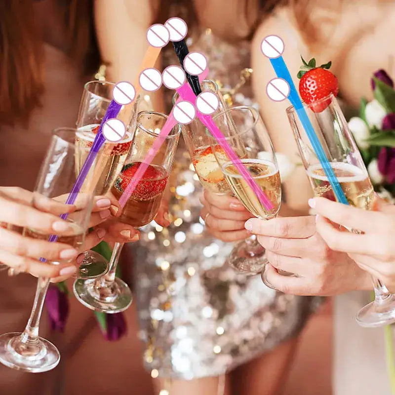 10pcs Bachelorette Party Penis Straws Plastic Novelty Nude