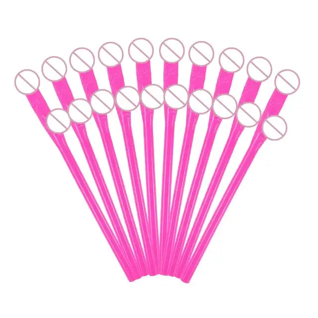 10pcs Bachelorette Party Penis Straws Plastic Novelty Nude