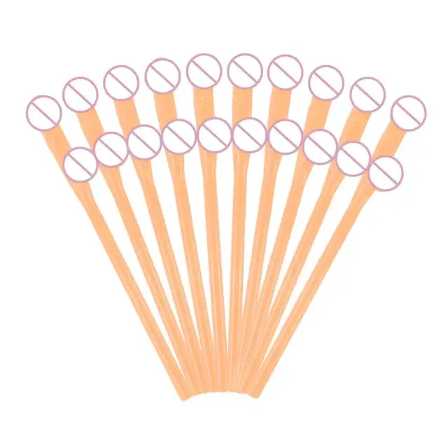 10pcs Bachelorette Party Penis Straws Plastic Novelty Nude