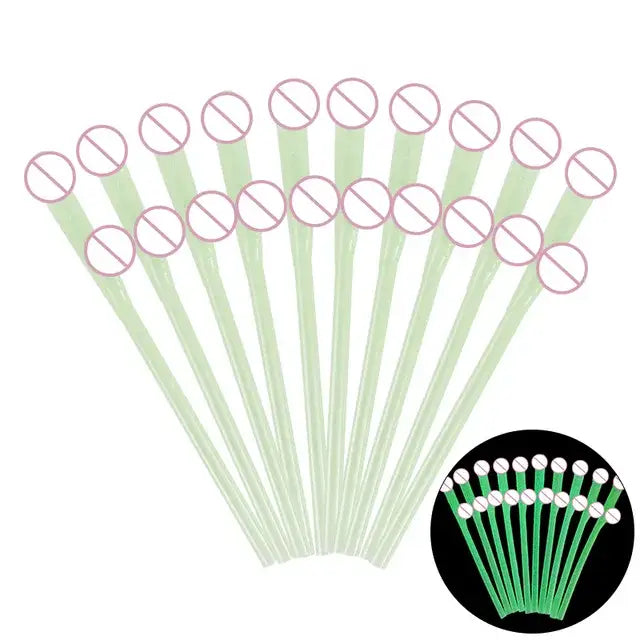 10pcs Bachelorette Party Penis Straws Plastic Novelty Nude