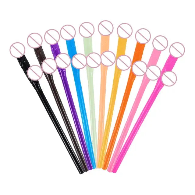 10pcs Bachelorette Party Penis Straws Plastic Novelty Nude
