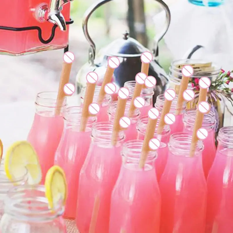 10pcs Bachelorette Party Penis Straws Plastic Novelty Nude