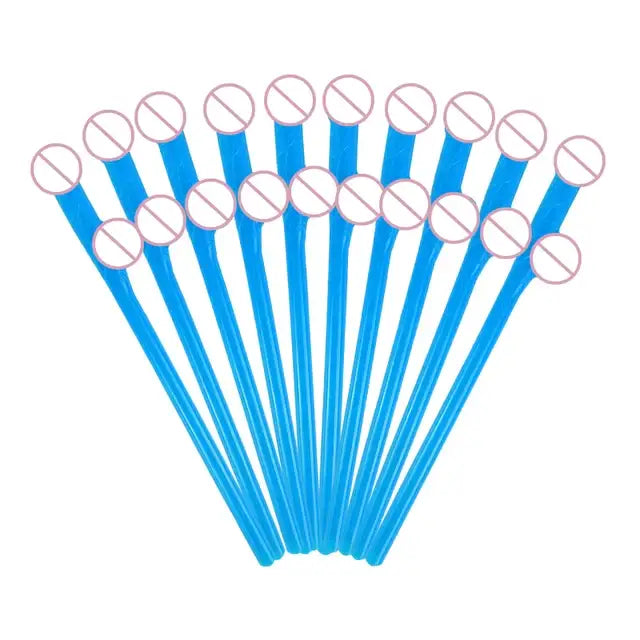 10pcs Bachelorette Party Penis Straws Plastic Novelty Nude