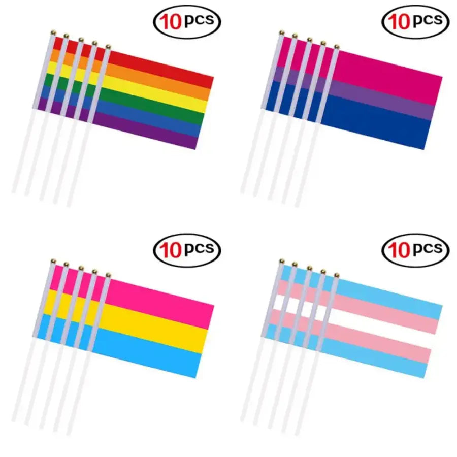 10PCS/Pack Gay Pride Flags Easy To Hold Mini Small Rainbow