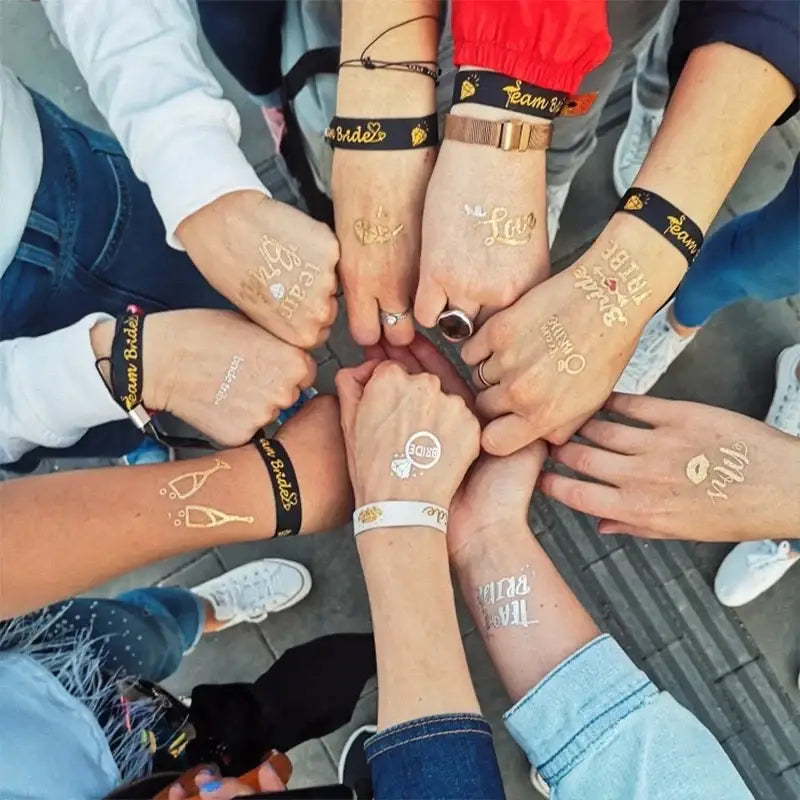 10Pcs Team Bride Tribe Golden Tattoo Stickers Bachelorette