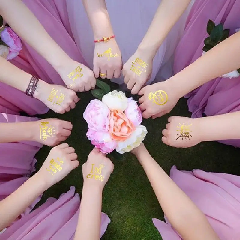 10Pcs Team Bride Tribe Golden Tattoo Stickers Bachelorette