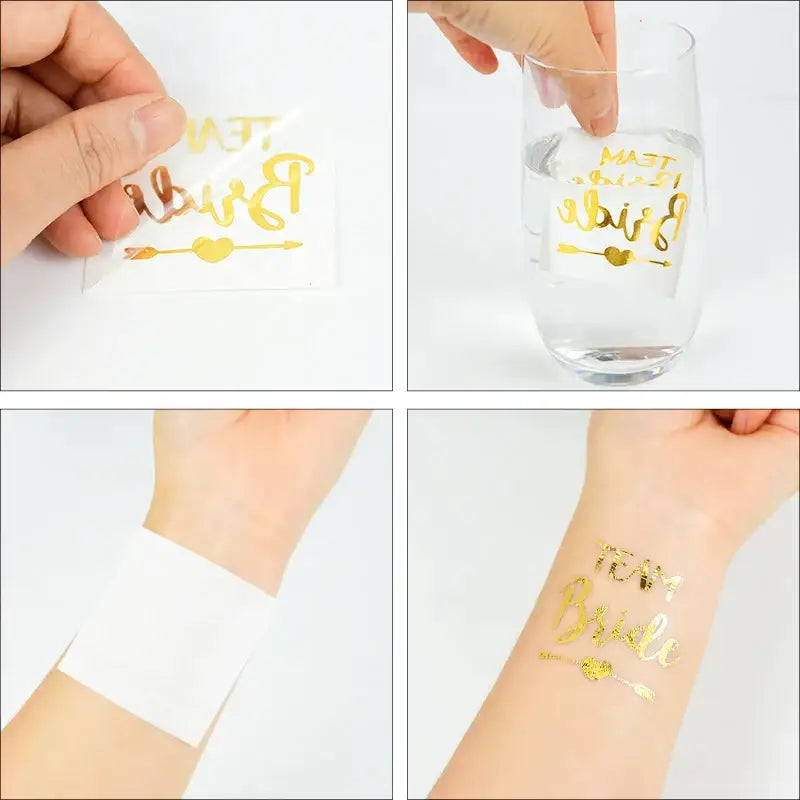 10Pcs Team Bride Tribe Golden Tattoo Stickers Bachelorette