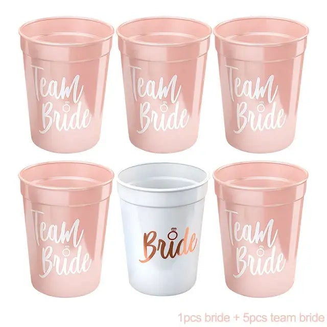 1Set Bachelorette Party Team Bride Plastic Drinking Cups