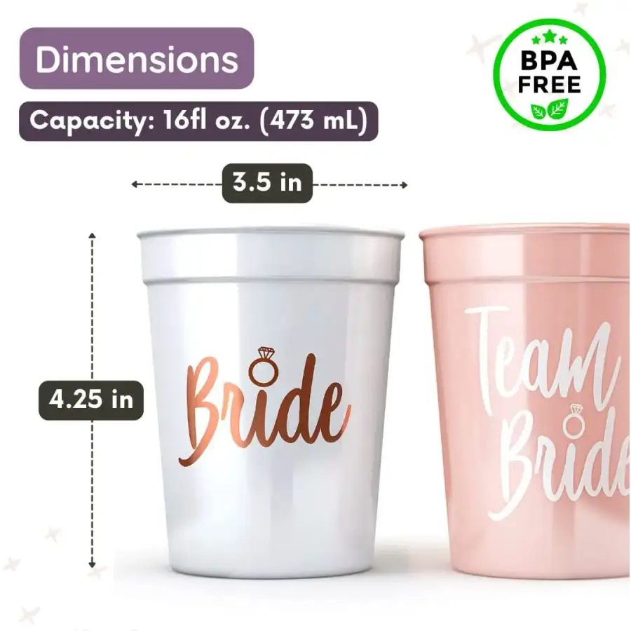 1Set Bachelorette Party Team Bride Plastic Drinking Cups