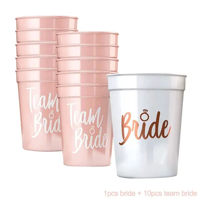1Set Bachelorette Party Team Bride Plastic Drinking Cups