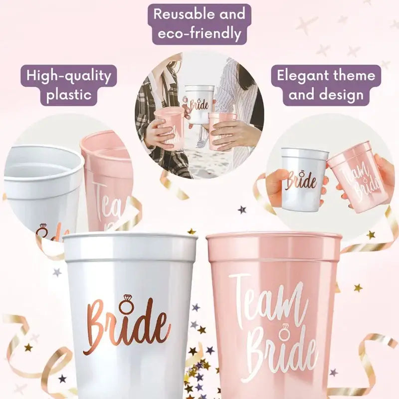 1Set Bachelorette Party Team Bride Plastic Drinking Cups