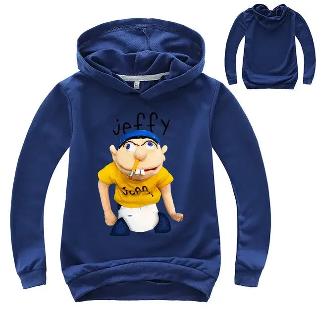 2-16Y Newest Funny JEFFY Youth Kids Cartoon Hoodies - COLOR