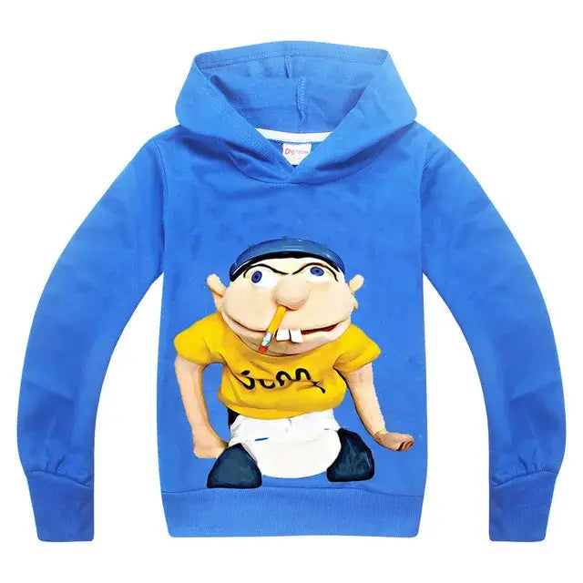 2-16Y Newest Funny JEFFY Youth Kids Cartoon Hoodies - color