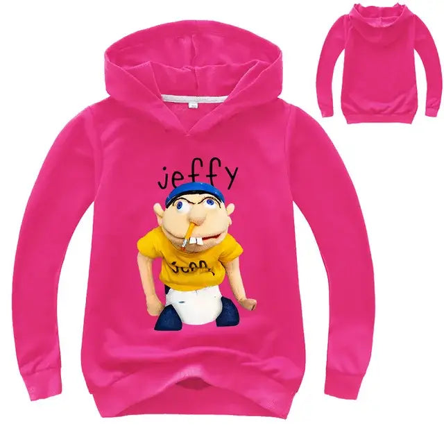 2-16Y Newest Funny JEFFY Youth Kids Cartoon Hoodies - COLOR