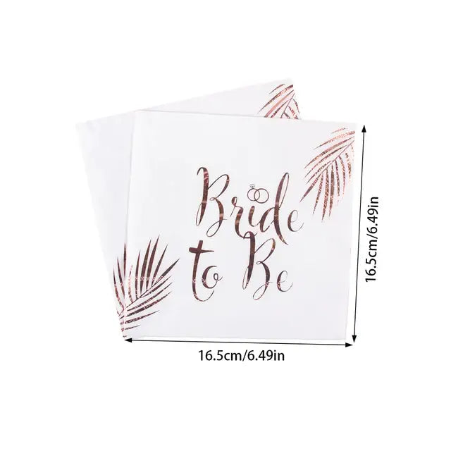 20pcs Rose Gold Bride To Be Disposable Paper Napkin Wedding