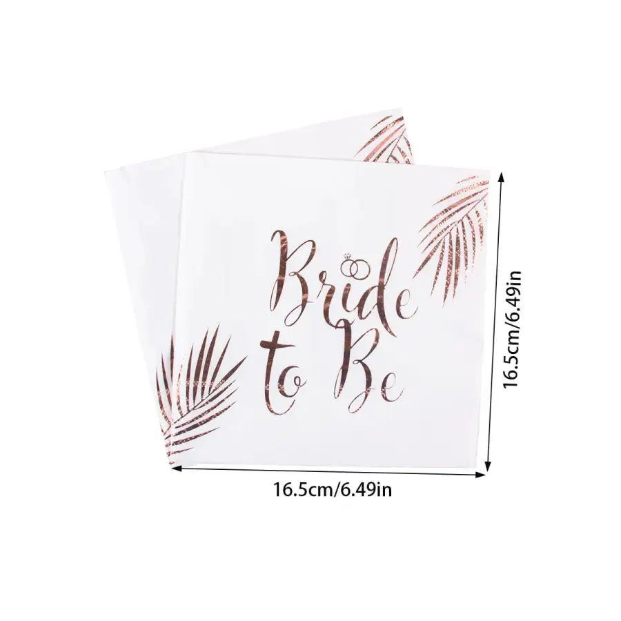 20pcs Rose Gold Bride To Be Disposable Paper Napkin Wedding