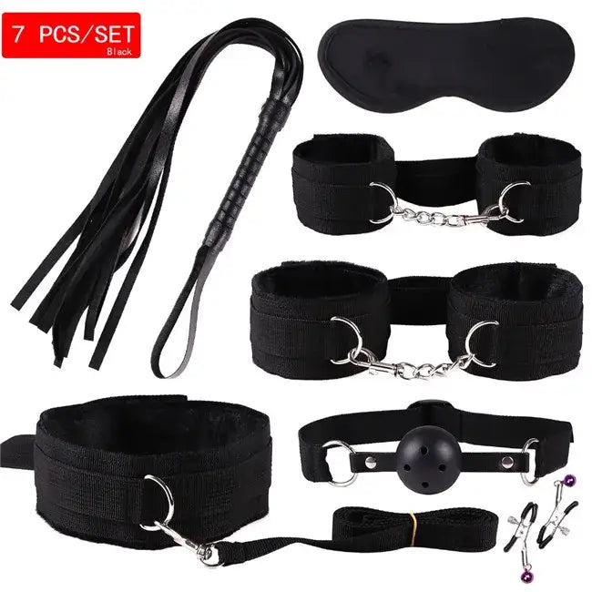 23 Pcs Bondage and Adult Games Set - Black / 7PCS