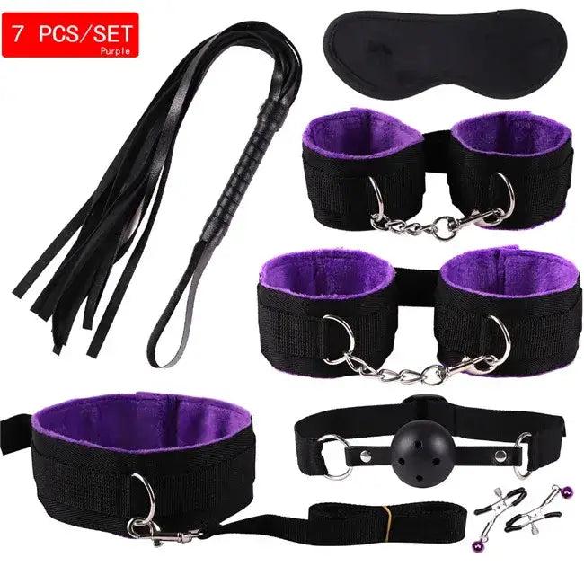 23 Pcs Bondage and Adult Games Set - Purple / 7PCS