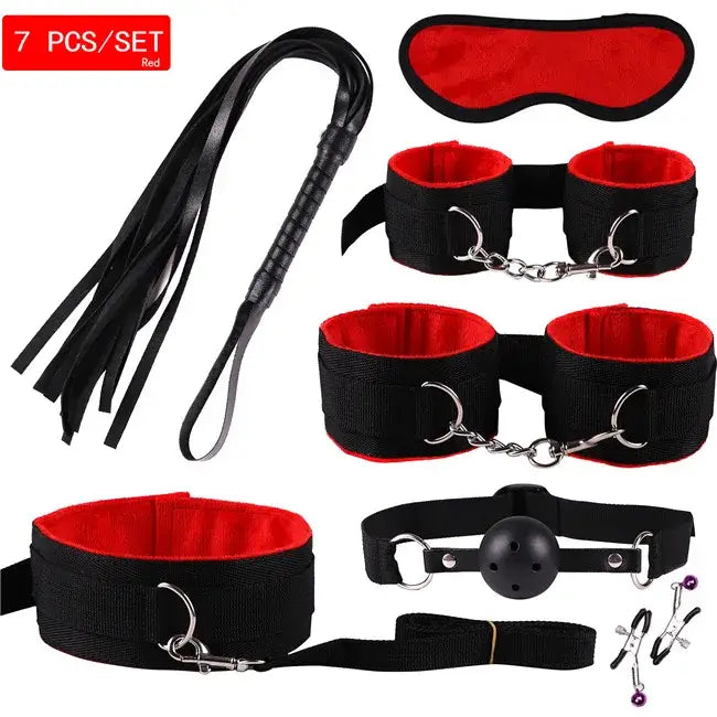 23 Pcs Bondage and Adult Games Set - Red / 7PCS