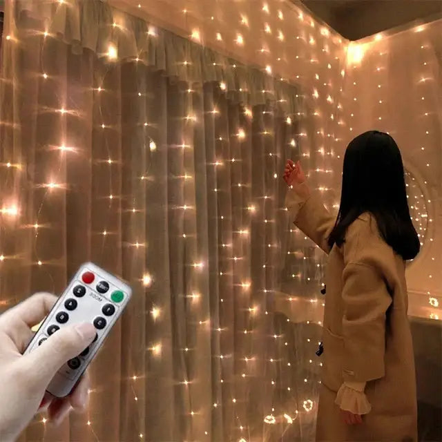 3M 300 LED Curtain String Light Garland Party Backdrop