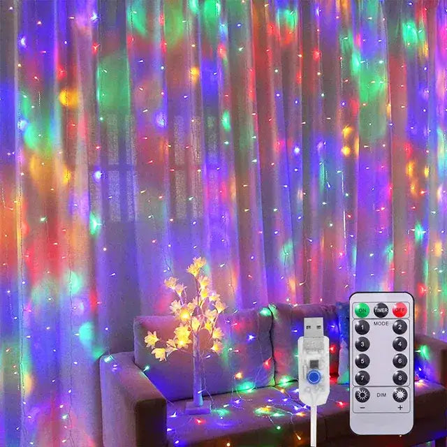 3M 300 LED Curtain String Light Garland Party Backdrop