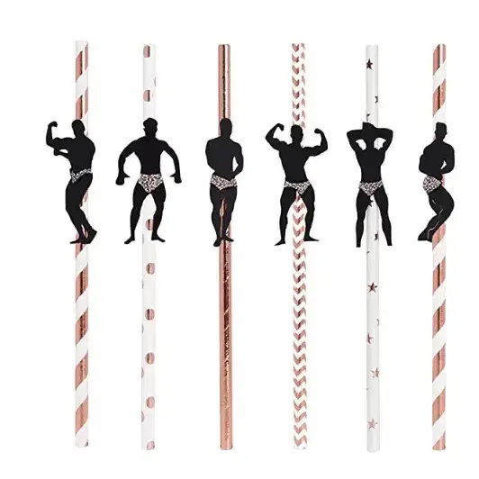 6Pcs Stripper Dancing Men Straws Bachelorette Party