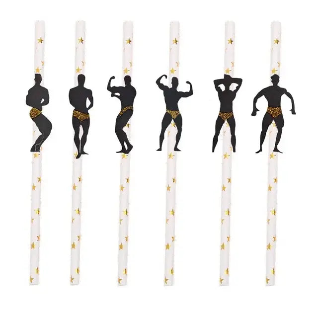 6Pcs Stripper Dancing Men Straws Bachelorette Party