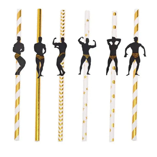 6Pcs Stripper Dancing Men Straws Bachelorette Party