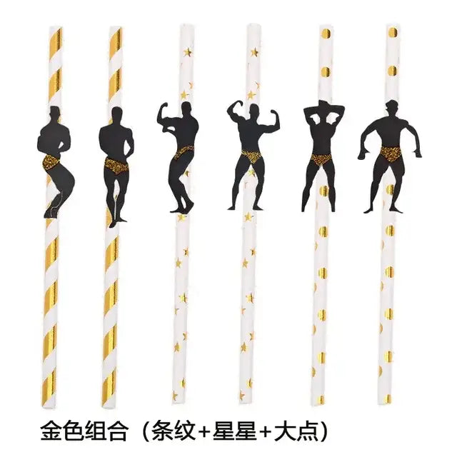 6Pcs Stripper Dancing Men Straws Bachelorette Party