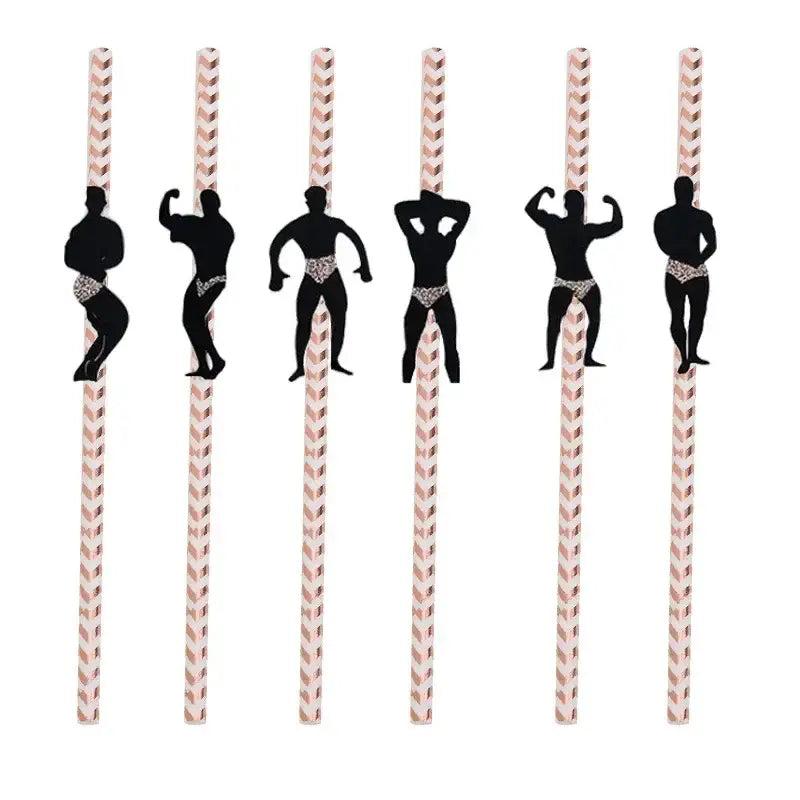 6Pcs Stripper Dancing Men Straws Bachelorette Party