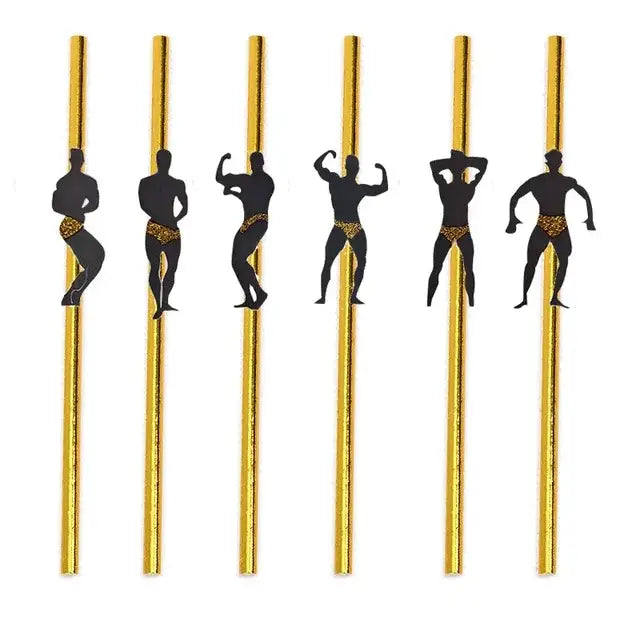 6Pcs Stripper Dancing Men Straws Bachelorette Party