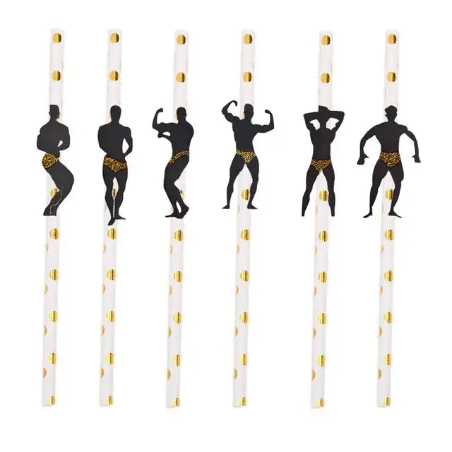 6Pcs Stripper Dancing Men Straws Bachelorette Party