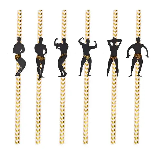 6Pcs Stripper Dancing Men Straws Bachelorette Party