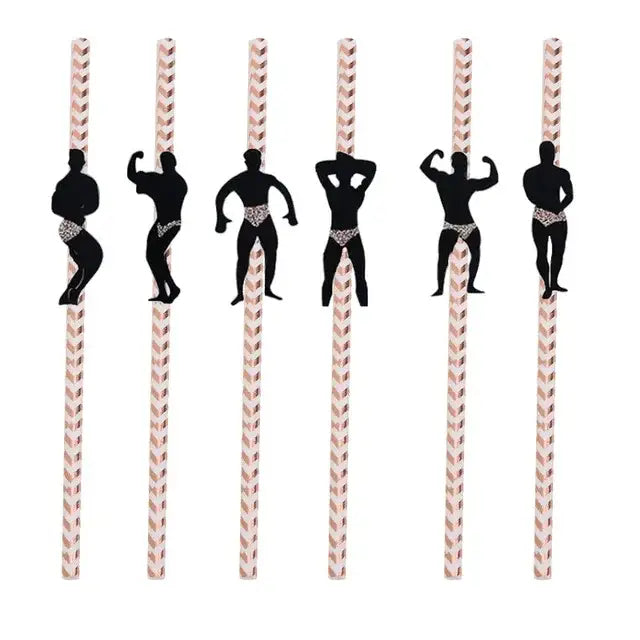 6Pcs Stripper Dancing Men Straws Bachelorette Party