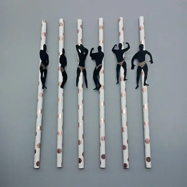 6Pcs Stripper Dancing Men Straws Bachelorette Party