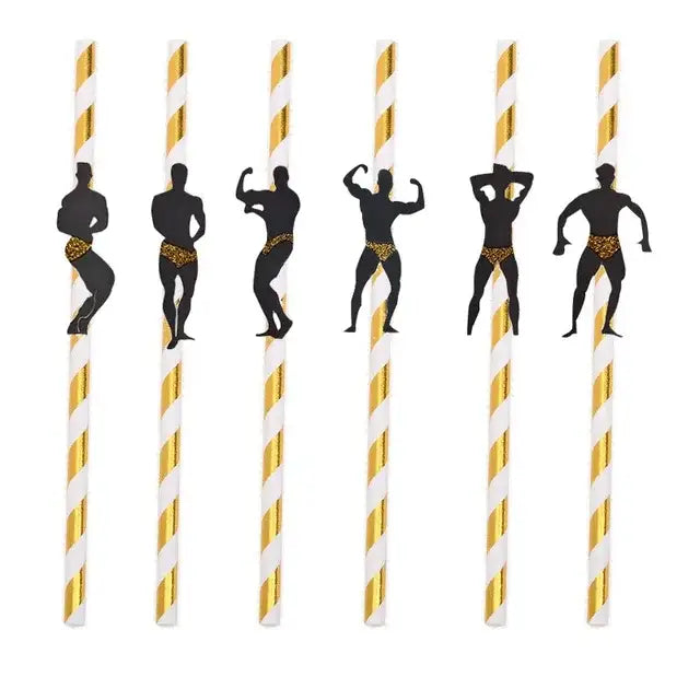 6Pcs Stripper Dancing Men Straws Bachelorette Party