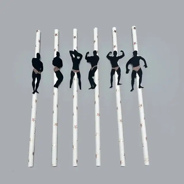 6Pcs Stripper Dancing Men Straws Bachelorette Party
