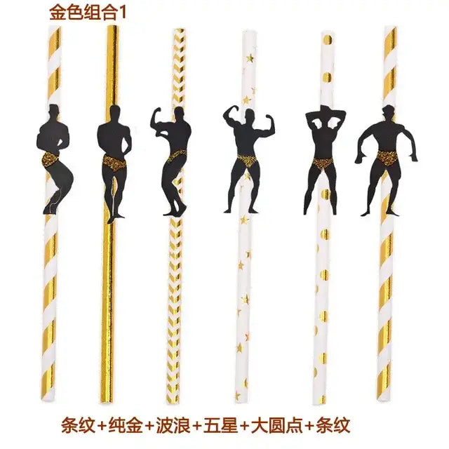6Pcs Stripper Dancing Men Straws Bachelorette Party