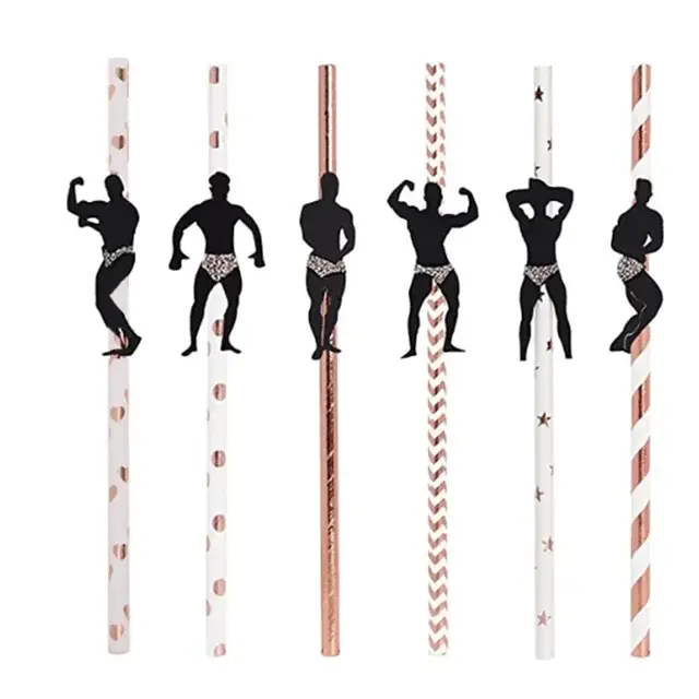 6Pcs Stripper Dancing Men Straws Bachelorette Party