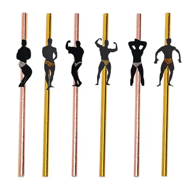 6Pcs Stripper Dancing Men Straws Bachelorette Party