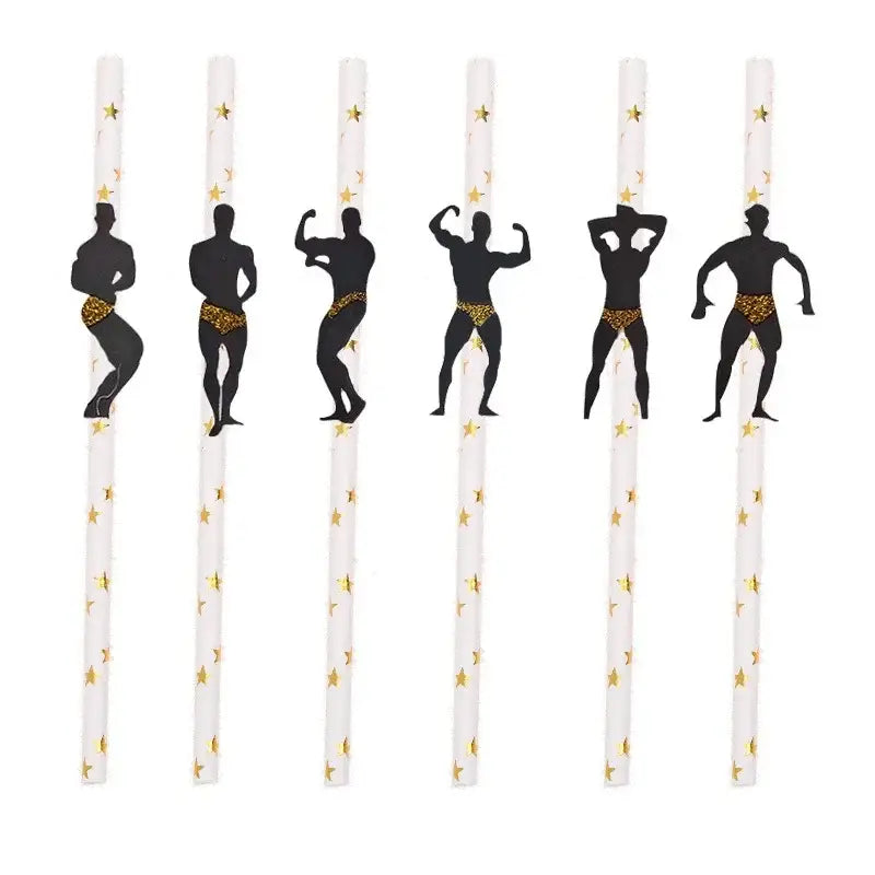 6Pcs Stripper Dancing Men Straws Bachelorette Party