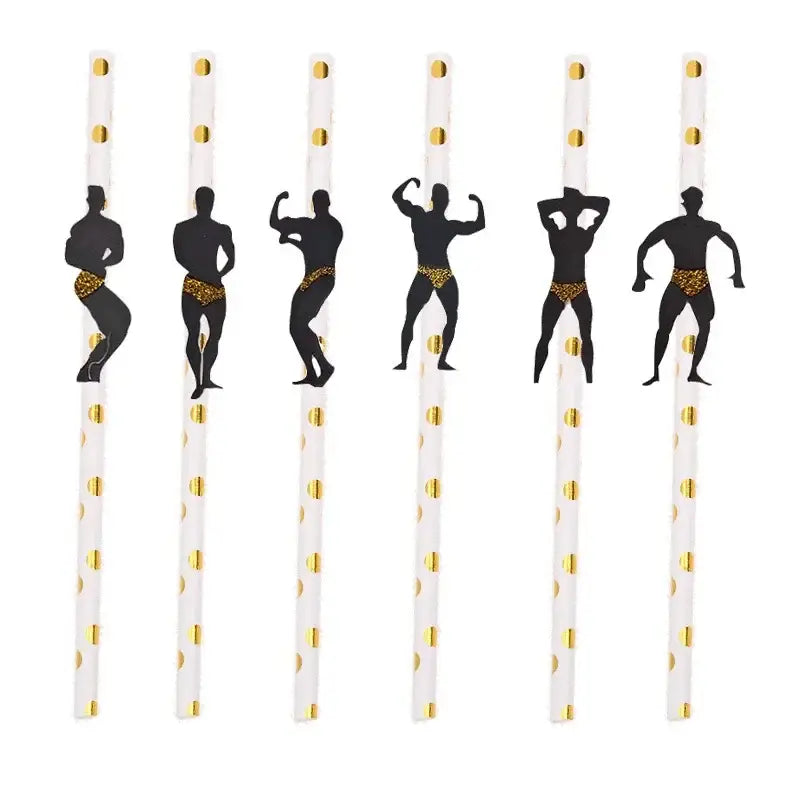 6Pcs Stripper Dancing Men Straws Bachelorette Party