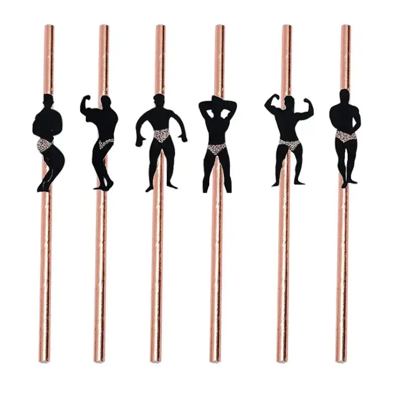 6Pcs Stripper Dancing Men Straws Bachelorette Party