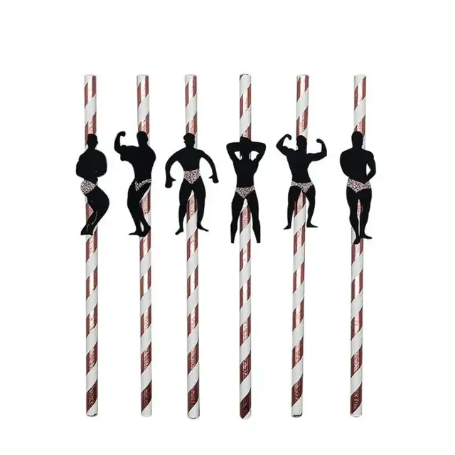 6Pcs Stripper Dancing Men Straws Bachelorette Party